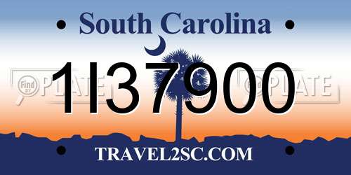 1I37900 South Carolina License Plate