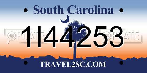 1I44253 South Carolina License Plate