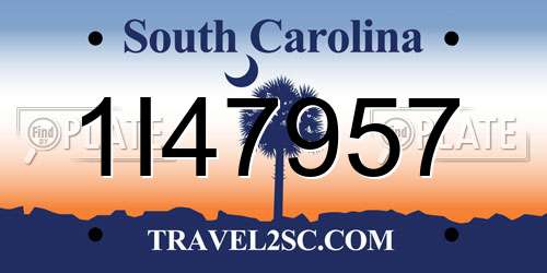 1I47957 South Carolina License Plate