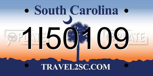 1I50109 South Carolina License Plate