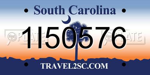 1I50576 South Carolina License Plate
