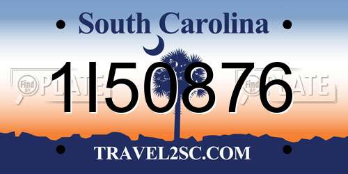 1I50876 South Carolina License Plate
