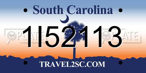 1I52113 South Carolina License Plate