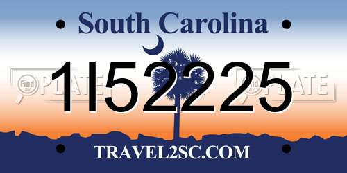 1I52225 South Carolina License Plate