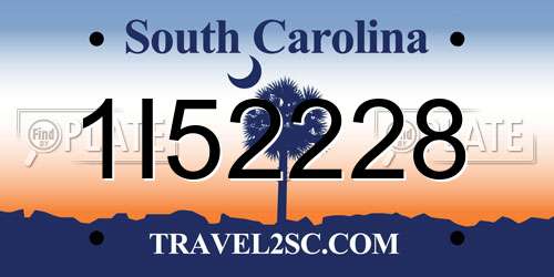1I52228 South Carolina License Plate