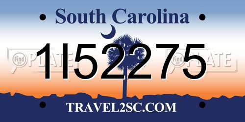 1I52275 South Carolina License Plate