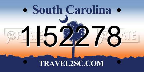 1I52278 South Carolina License Plate