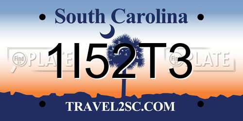 1I52T3 South Carolina License Plate