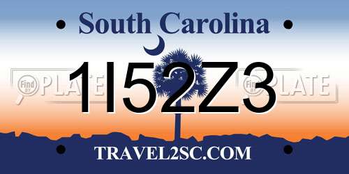 1I52Z3 South Carolina License Plate