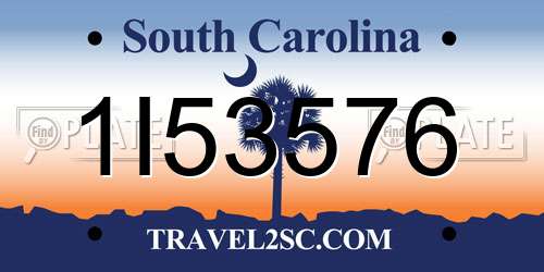 1I53576 South Carolina License Plate
