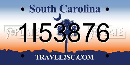 1I53876 South Carolina License Plate