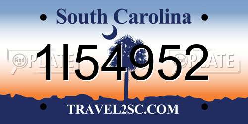 1I54952 South Carolina License Plate