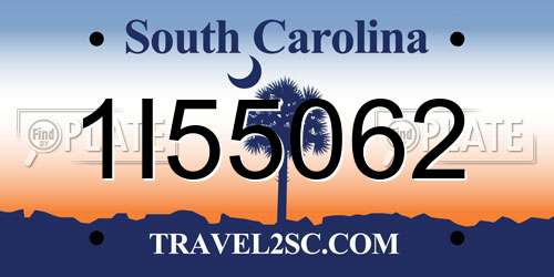 1I55062 South Carolina License Plate