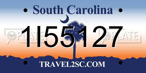 1I55127 South Carolina License Plate