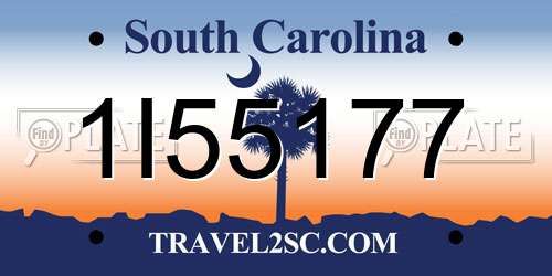 1I55177 South Carolina License Plate
