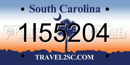1I55204 South Carolina License Plate