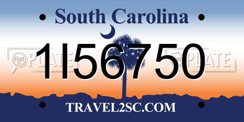 1I56750 South Carolina License Plate