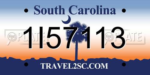 1I57113 South Carolina License Plate