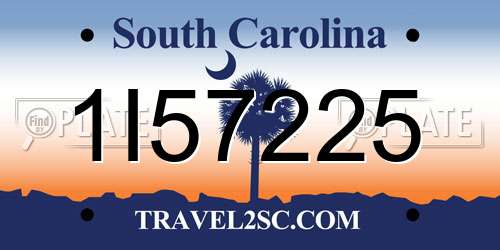 1I57225 South Carolina License Plate