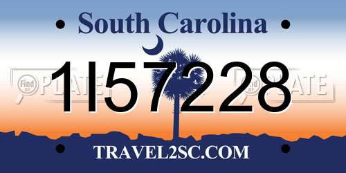 1I57228 South Carolina License Plate