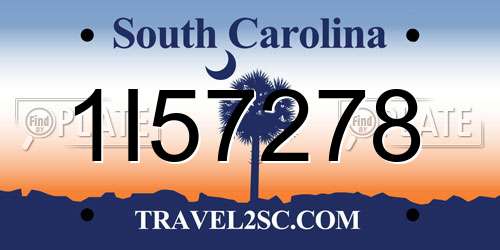 1I57278 South Carolina License Plate