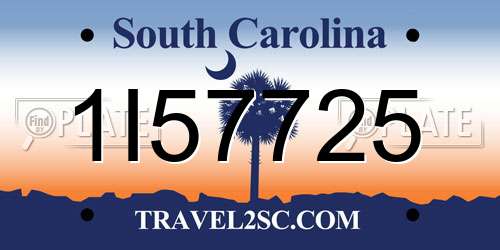 1I57725 South Carolina License Plate