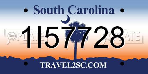 1I57728 South Carolina License Plate