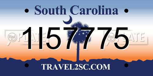 1I57775 South Carolina License Plate