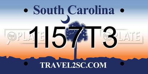 1I57T3 South Carolina License Plate