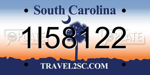 1I58122 South Carolina License Plate