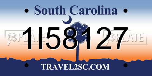 1I58127 South Carolina License Plate