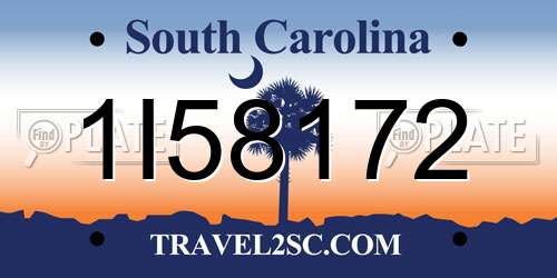 1I58172 South Carolina License Plate