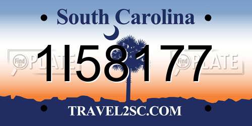 1I58177 South Carolina License Plate