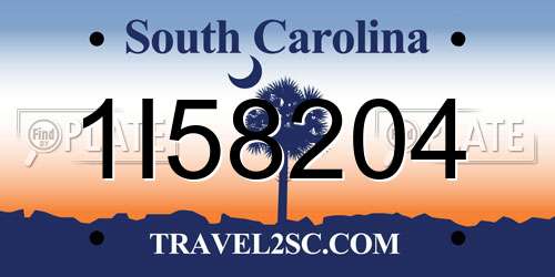 1I58204 South Carolina License Plate