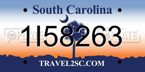1I58263 South Carolina License Plate
