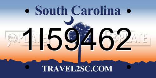 1I59462 South Carolina License Plate