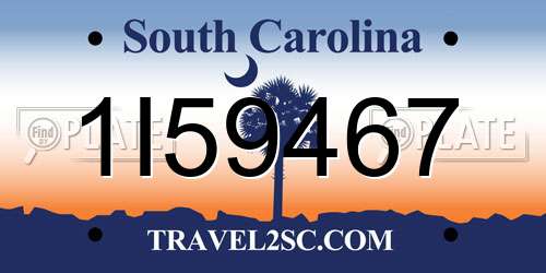 1I59467 South Carolina License Plate