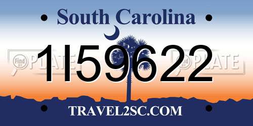 1I59622 South Carolina License Plate