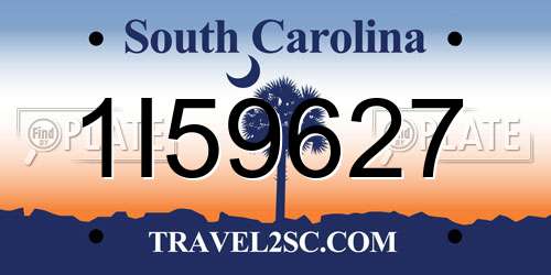 1I59627 South Carolina License Plate