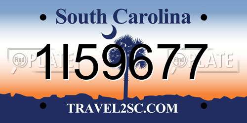 1I59677 South Carolina License Plate