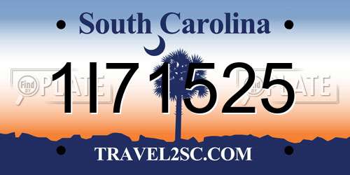 1I71525 South Carolina License Plate