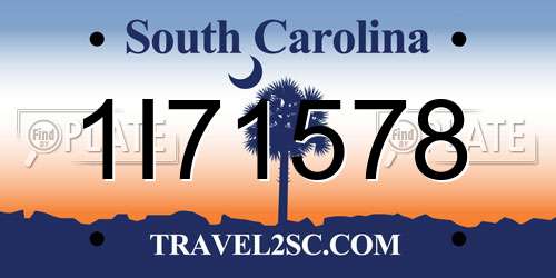 1I71578 South Carolina License Plate