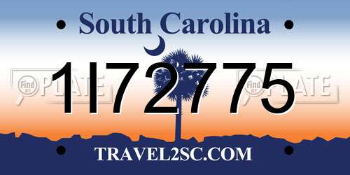 1I72775 South Carolina License Plate