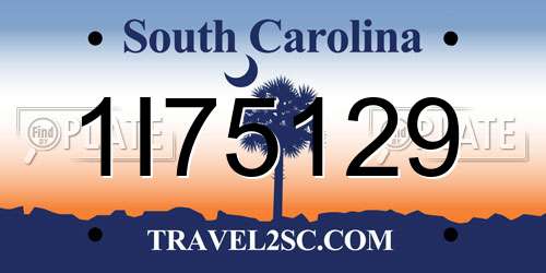 1I75129 South Carolina License Plate