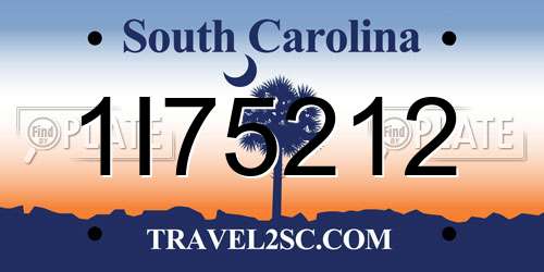 1I75212 South Carolina License Plate