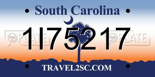 1I75217 South Carolina License Plate