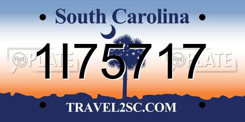 1I75717 South Carolina License Plate