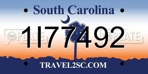 1I77492 South Carolina License Plate