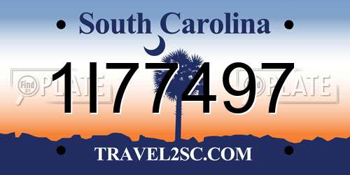 1I77497 South Carolina License Plate