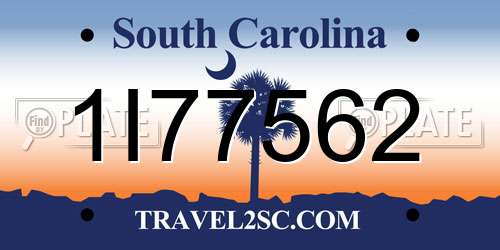 1I77562 South Carolina License Plate